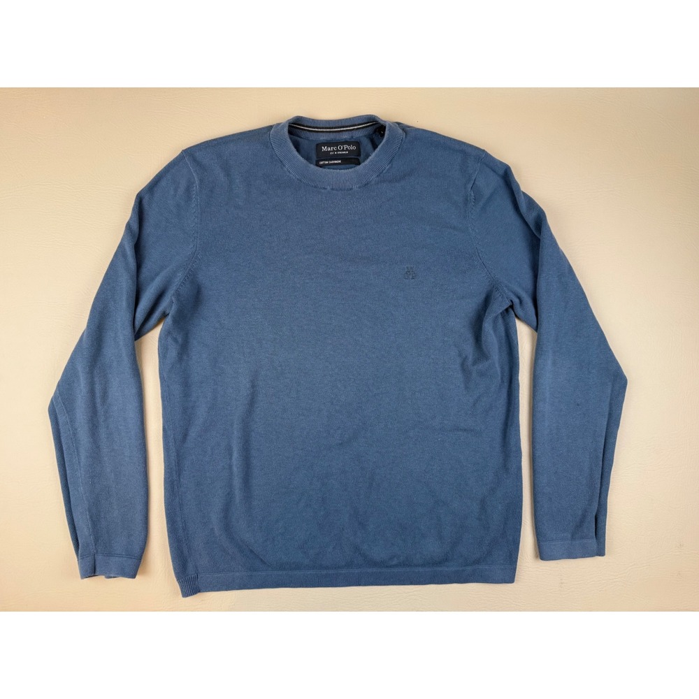Marc O'Polo Cotton Cashmere Sweater Mens L Blue Crewneck Organic Cotton